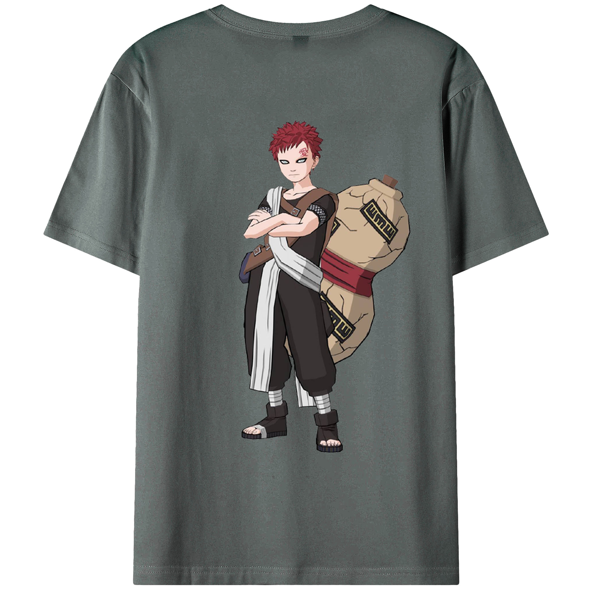 NARUTO -ナルト- ガアラ Gaara 綿100％ メンズ半袖Tシャツ（バックプリント） 通気性